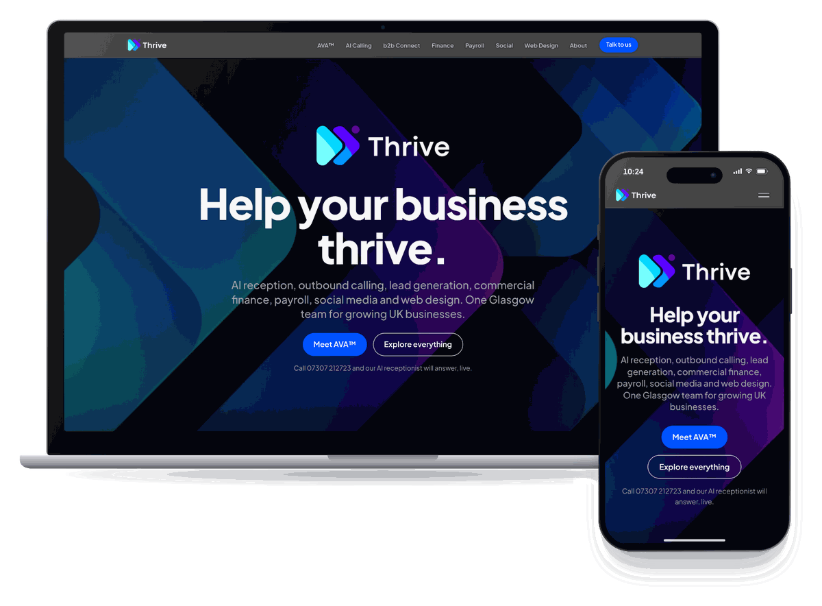 A website designed by Thrive shown on a laptop and a smartphone